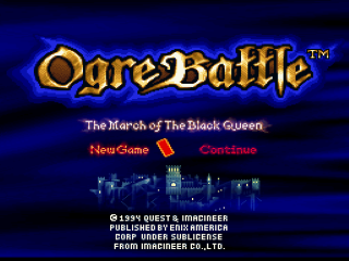 Ogre Battle The March of the Black Queen title screen for Super Nintendo